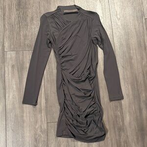 Enza Costa Charcoal Draped Long Sleeve Dress